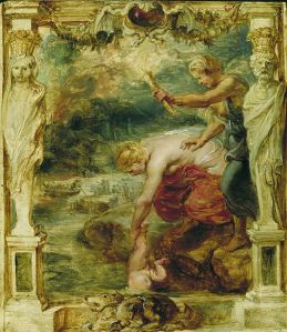"Thetis dipping the infant Achilles into the river Styx." Peter Paul Rubens, ~1630 C.E.