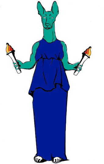 Hekate with the head of a dog, as described in the Greek Magical Papyri